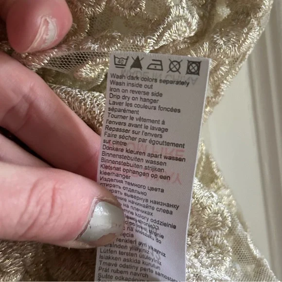 APRICOT Sheer Metallic Sparkle Embroidered Tank Top Fairy Whimsigoth Boho | Sz M - Picture 16 of 16